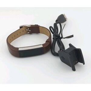 Fitbit Alta HR Activity Tracker FB408 w/ Charger & Leather Band - Tested Working